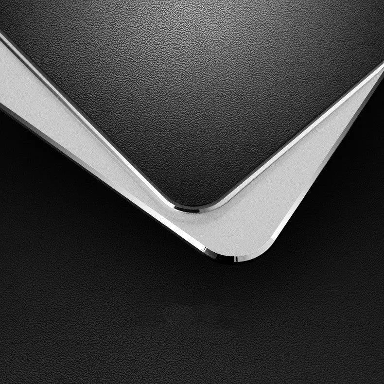 Aluminium alloy metal mouse pad hard double side in black showing surface texture