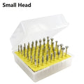 Alloy grinding head set with elliptical cone shape and 3mm shank for glass and stone work