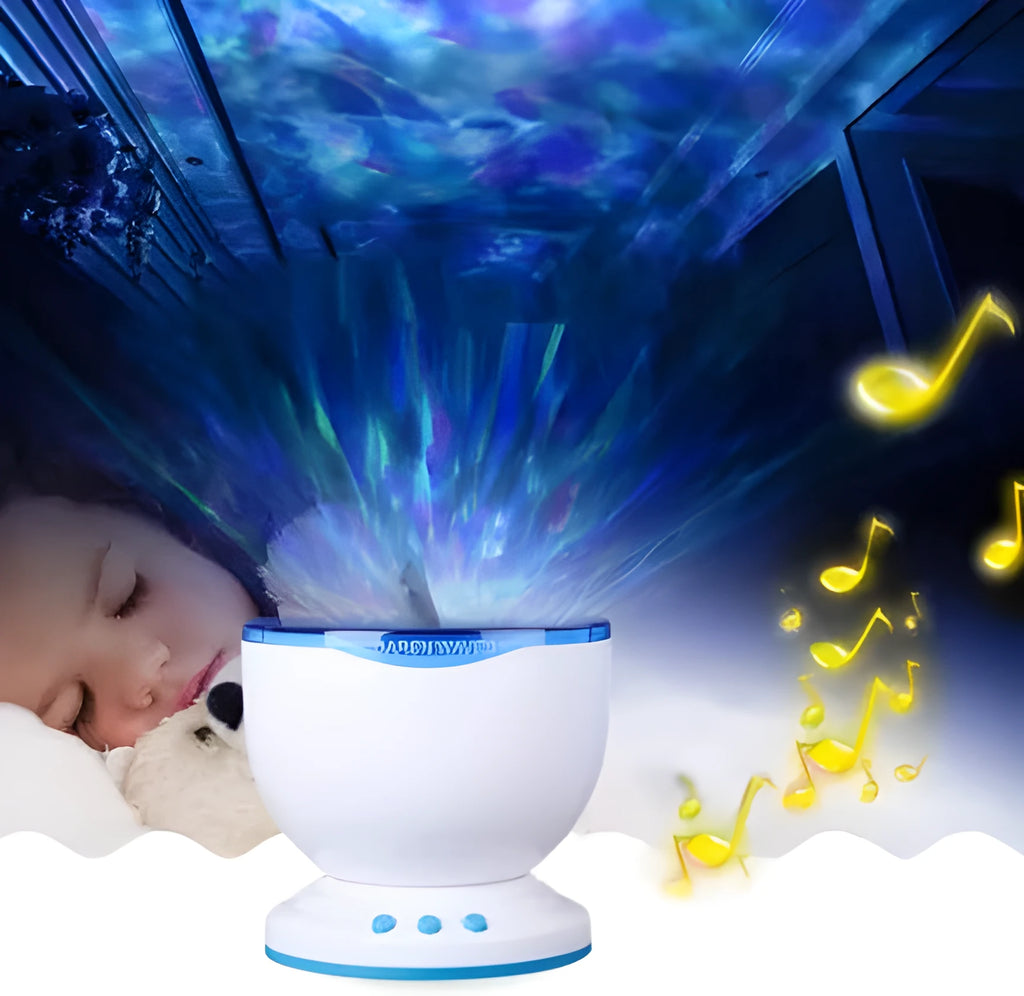 Blue ocean LED projection lamp for children's rooms with fixed installation