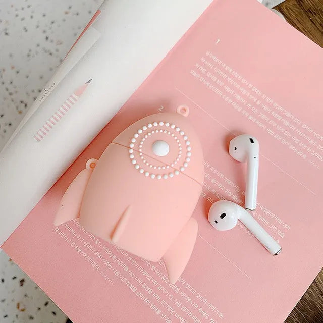 Black and pink silicone protective cases for Apple AirPods 1 and 2