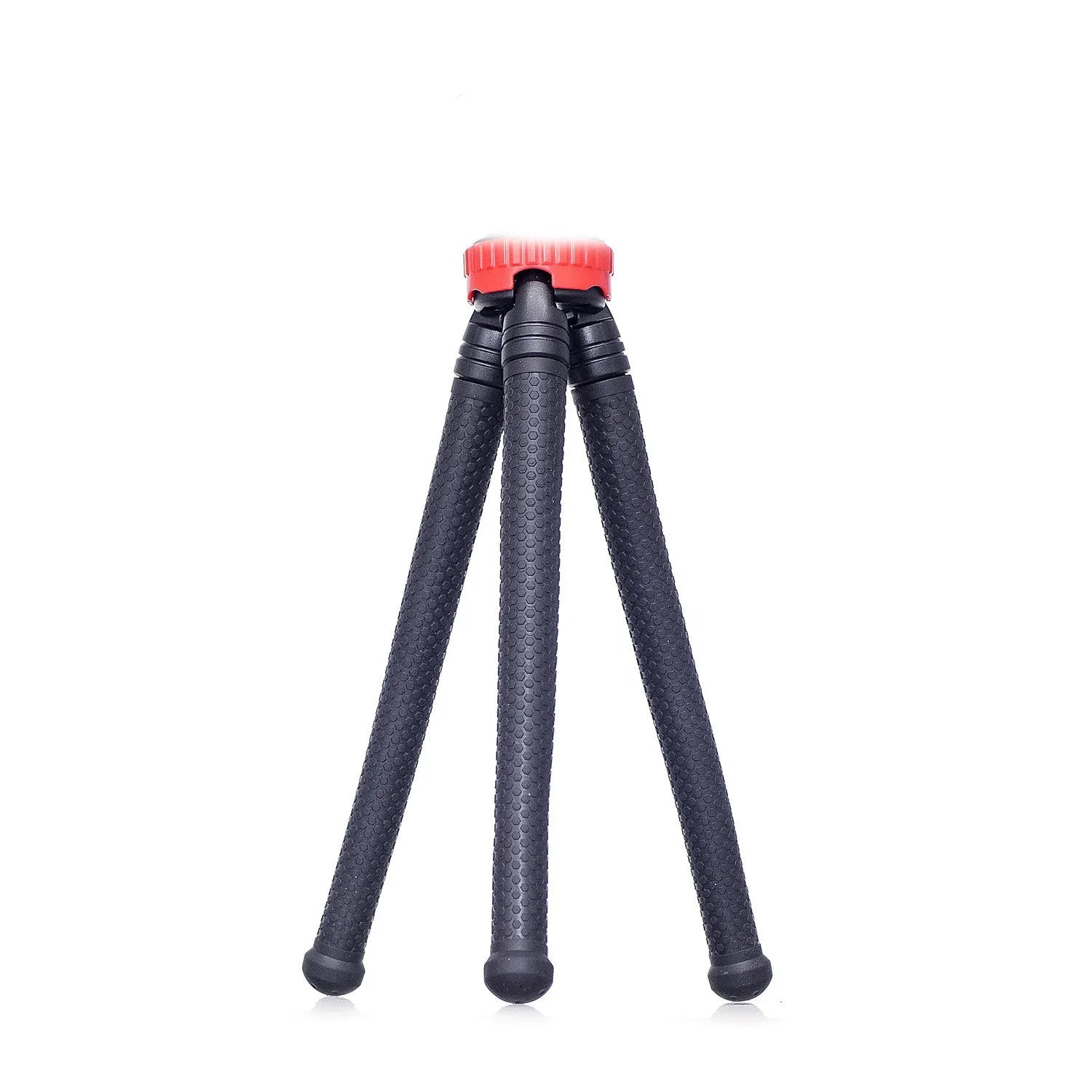 Black octopus tripod with flexible rubber legs wrapped around a pole holding a camera