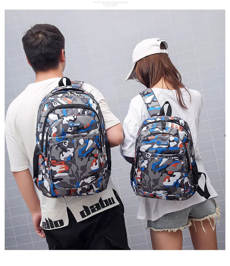 Lightweight teenage backpack with reinforced shoulder straps and side pockets