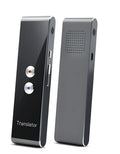 Portable voice translator device with Bluetooth, 30+ languages, and rechargeable battery, 123x36x12mm