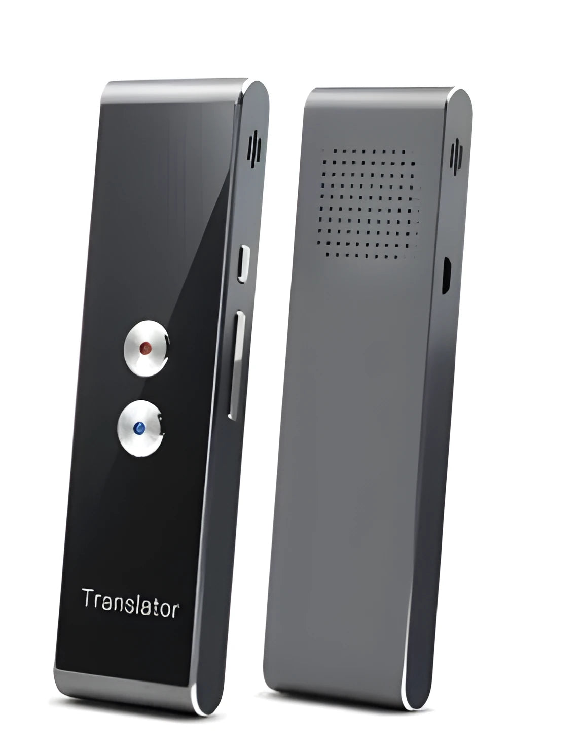 Portable voice translator device with Bluetooth, 30+ languages, and rechargeable battery, 123x36x12mm