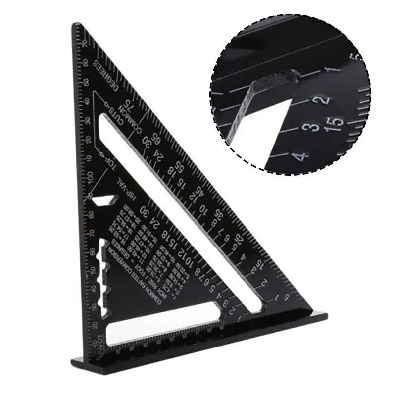 Aluminium alloy woodworking measuring square triangle ruler with 90-degree angle