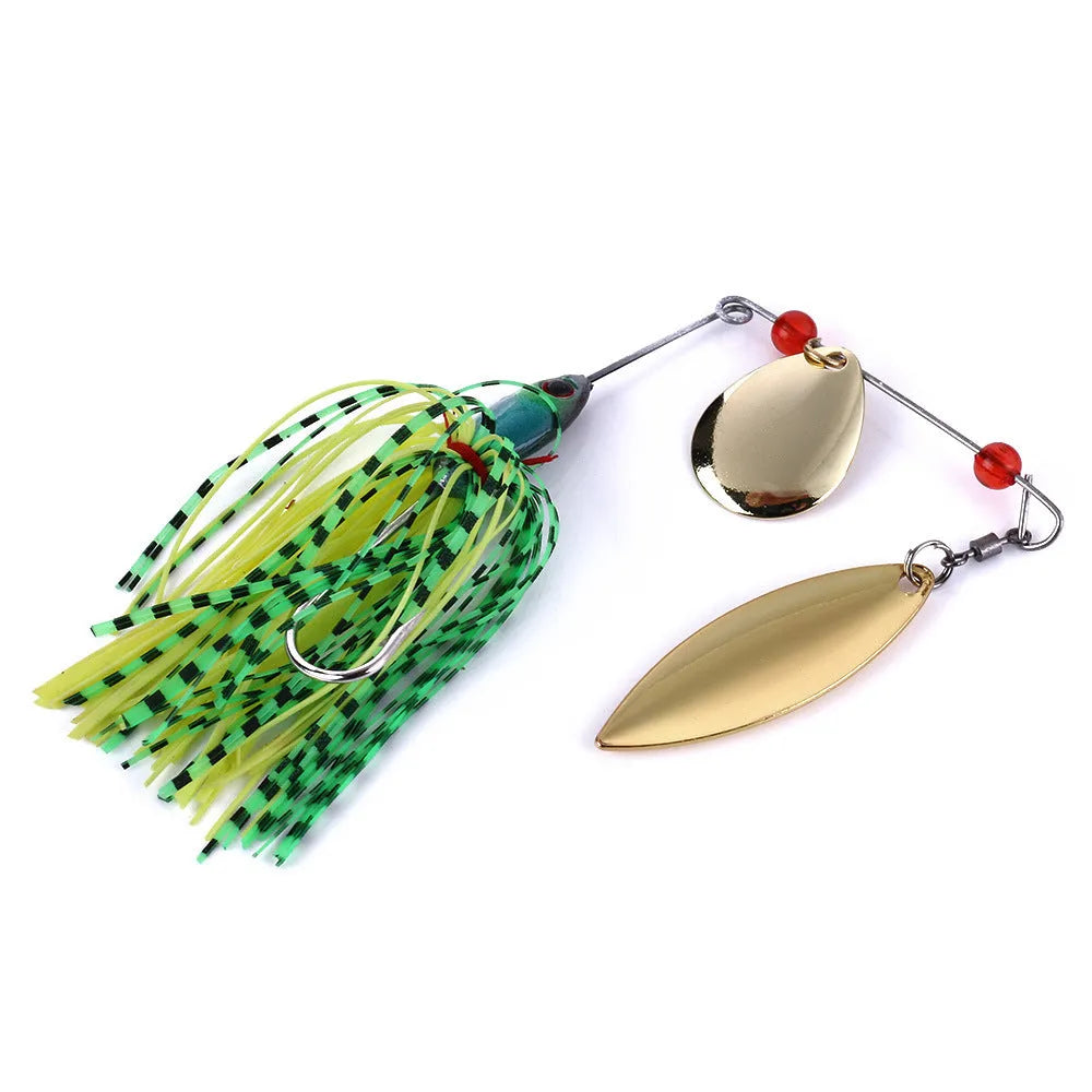 Composite rotating sequin beard bait with metal body, 3D eyes, and rotating sequin in four colour styles