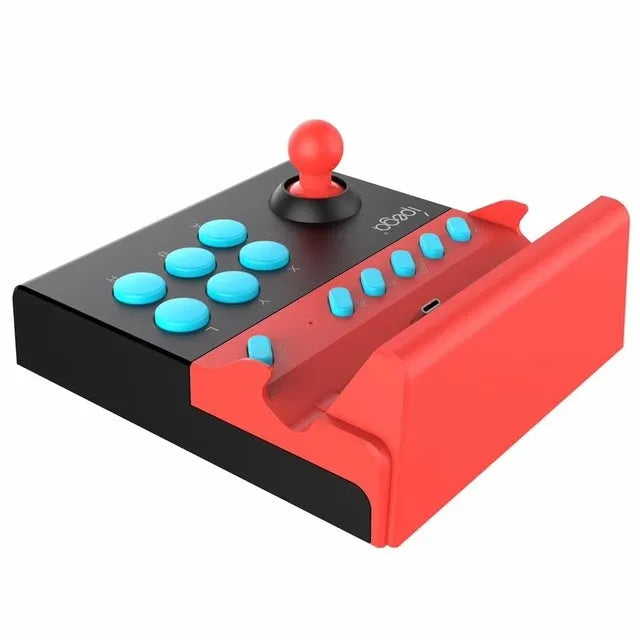 Fighting stick gaming controller for Nintendo Switch, red blue black, USB-C, 128x139x50mm