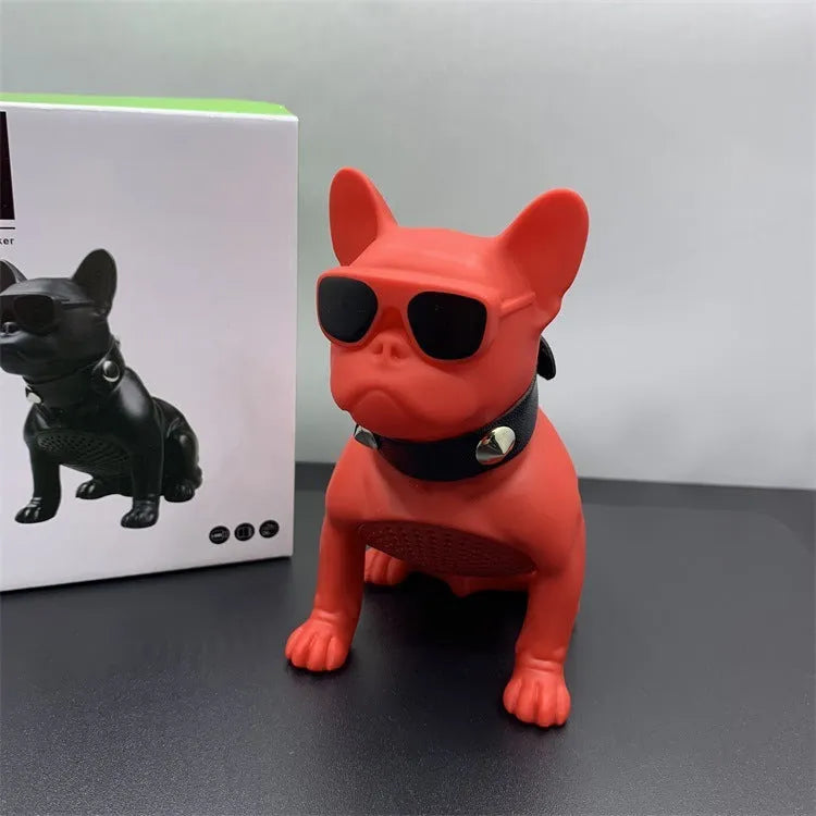 Miniature bulldog-shaped Bluetooth speaker in black colour showing compact portable design