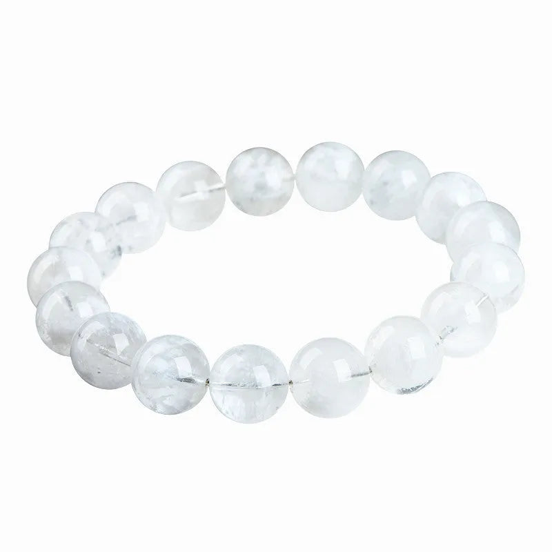 Women's crystal bracelet with natural blizzard snowflake round beads and traditional Chinese decorative elements