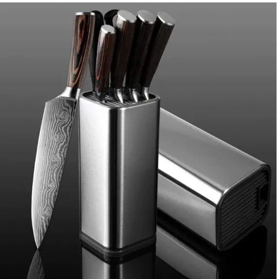 Black and white kitchen tool holder with detachable bottom for cutlery and knife storage