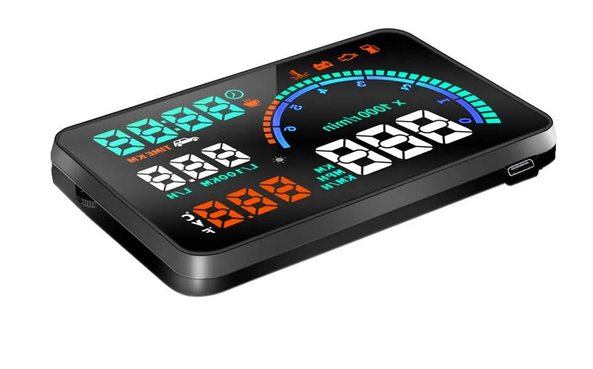 New I9 5.5 inch plastic car head up display OBD monitor showing speed and fuel data