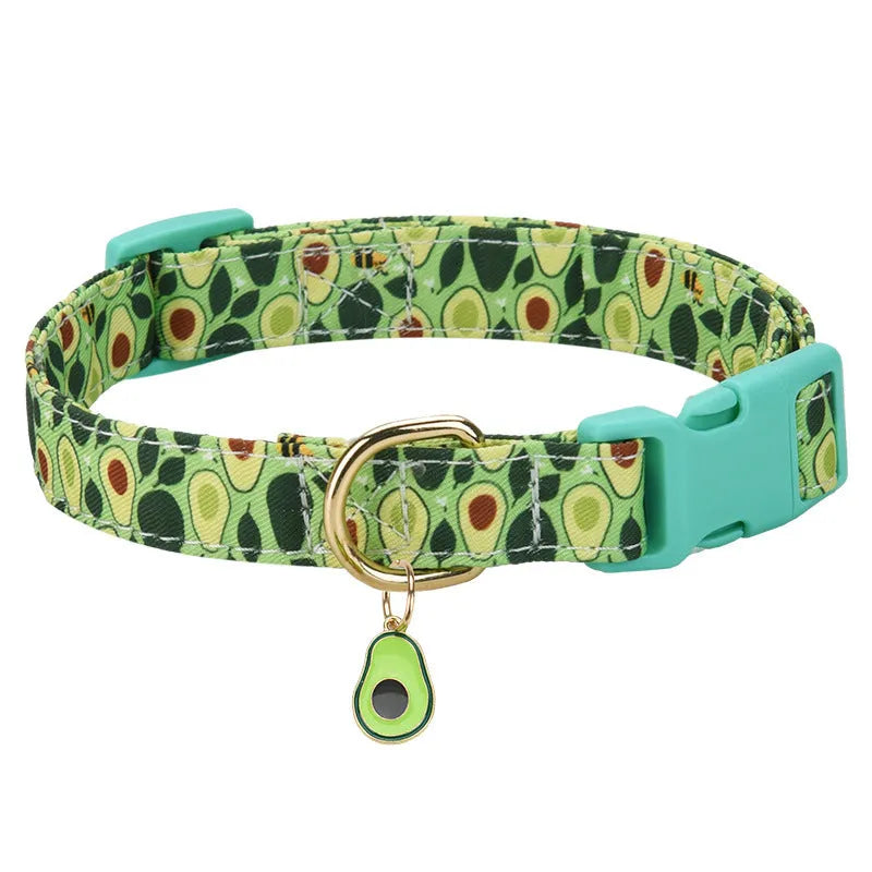 Floral polyester adjustable dog collar for traction in a pink colour, shown on a white background