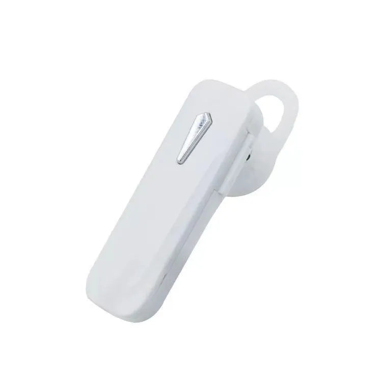 M163 black and white car Bluetooth headset for hands-free calls and music with selfie control.
