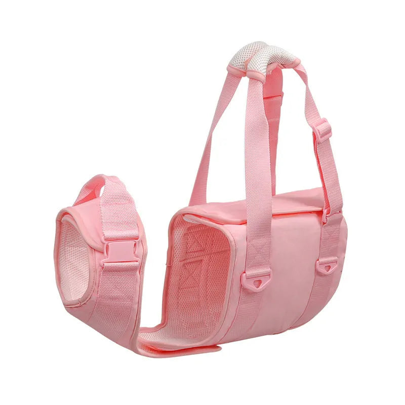 Oxford cloth pet dog leash in dark blue or pink with adjustable neck and waist straps, sizes XS to XL.