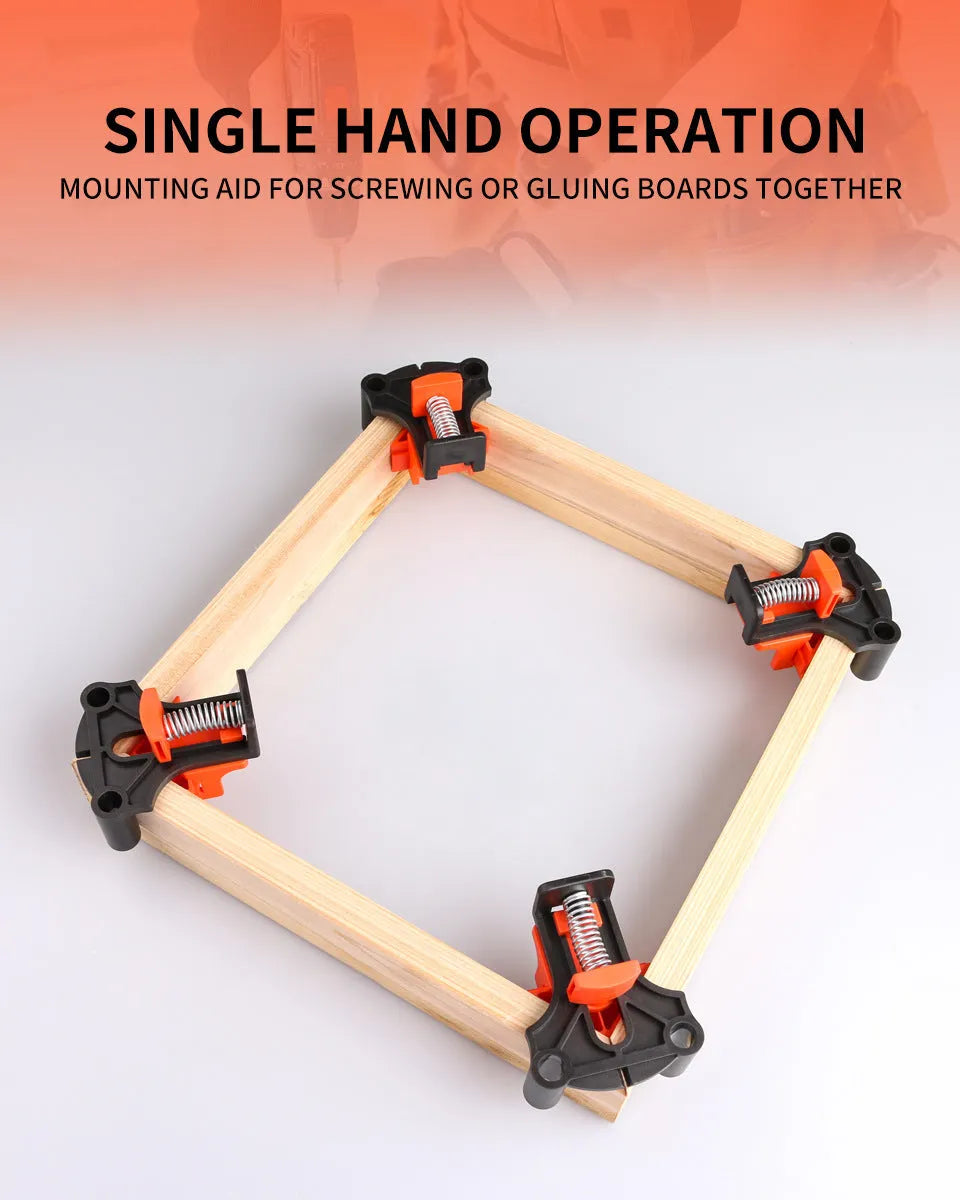 Plastic 90 degree right angle clip for assembling picture frames and photo frames