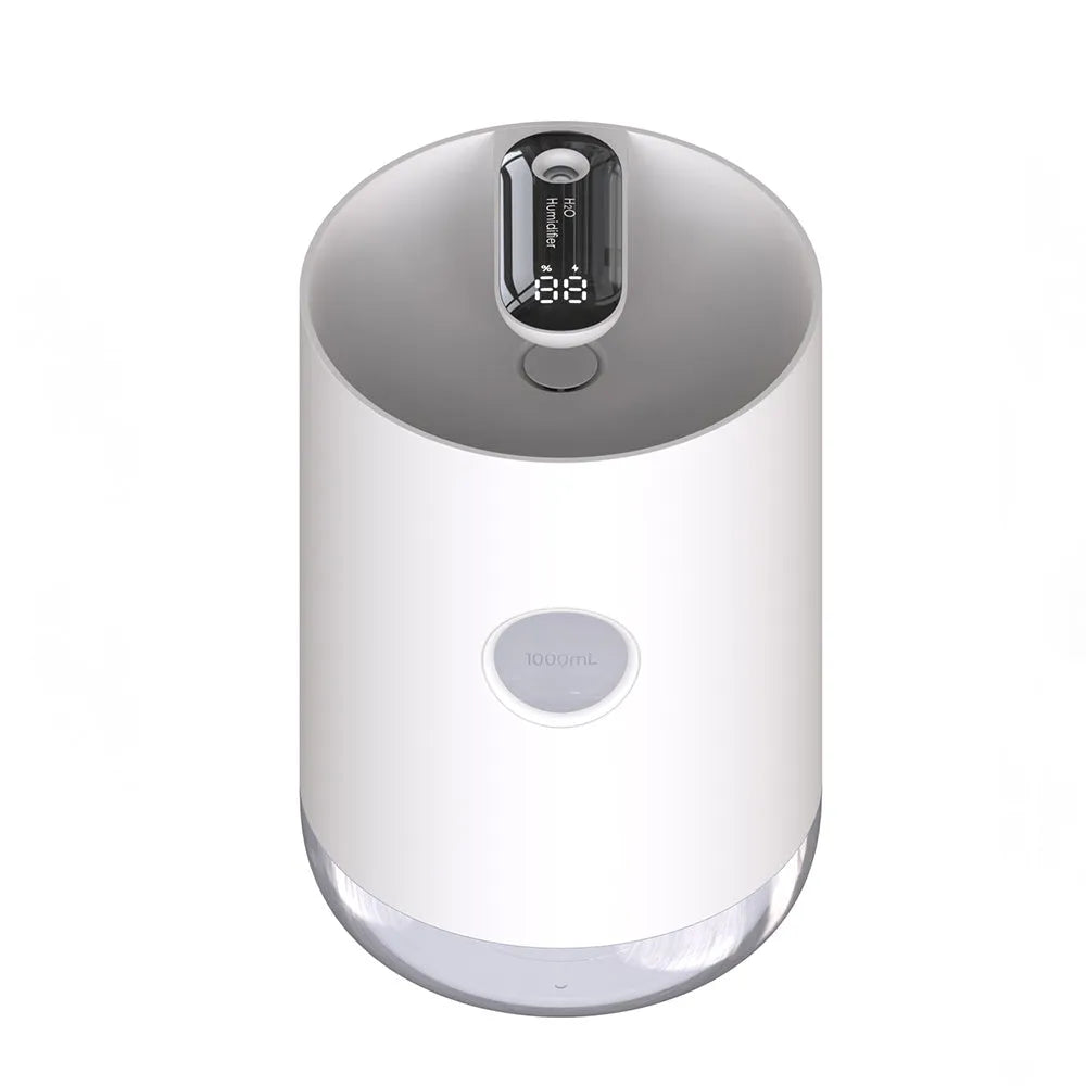 Wireless humidifier in white with USB cable, 1.0-2.5 litre tank for small rooms