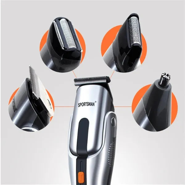 Silver electric hair clipper with high-efficiency alloy sharp angle cutter head