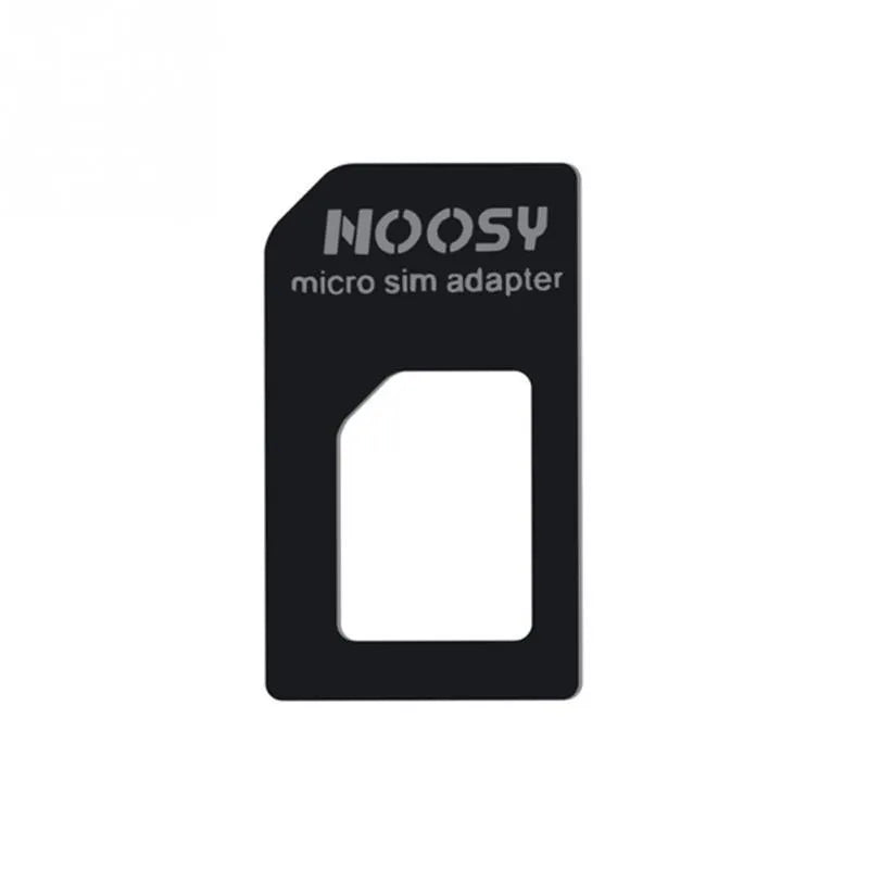 Three-piece SIM card kit showing nano, micro, and standard sizes in black and white colours.