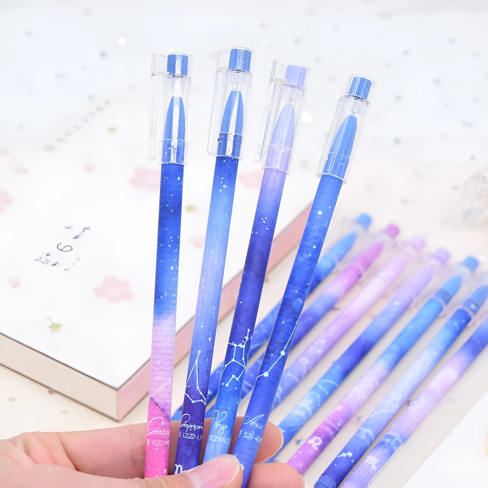 Box containing 12 quick-drying gel pens with plastic barrels for office writing