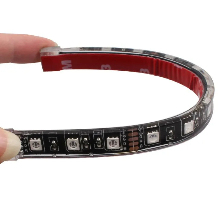 RGB LED atmosphere light kit for car interior with six flexible strips and remote control