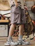 Men's cotton workwear shorts in dirty purple and dirty grey, straight leg, fifth length, sizes S to 4XL