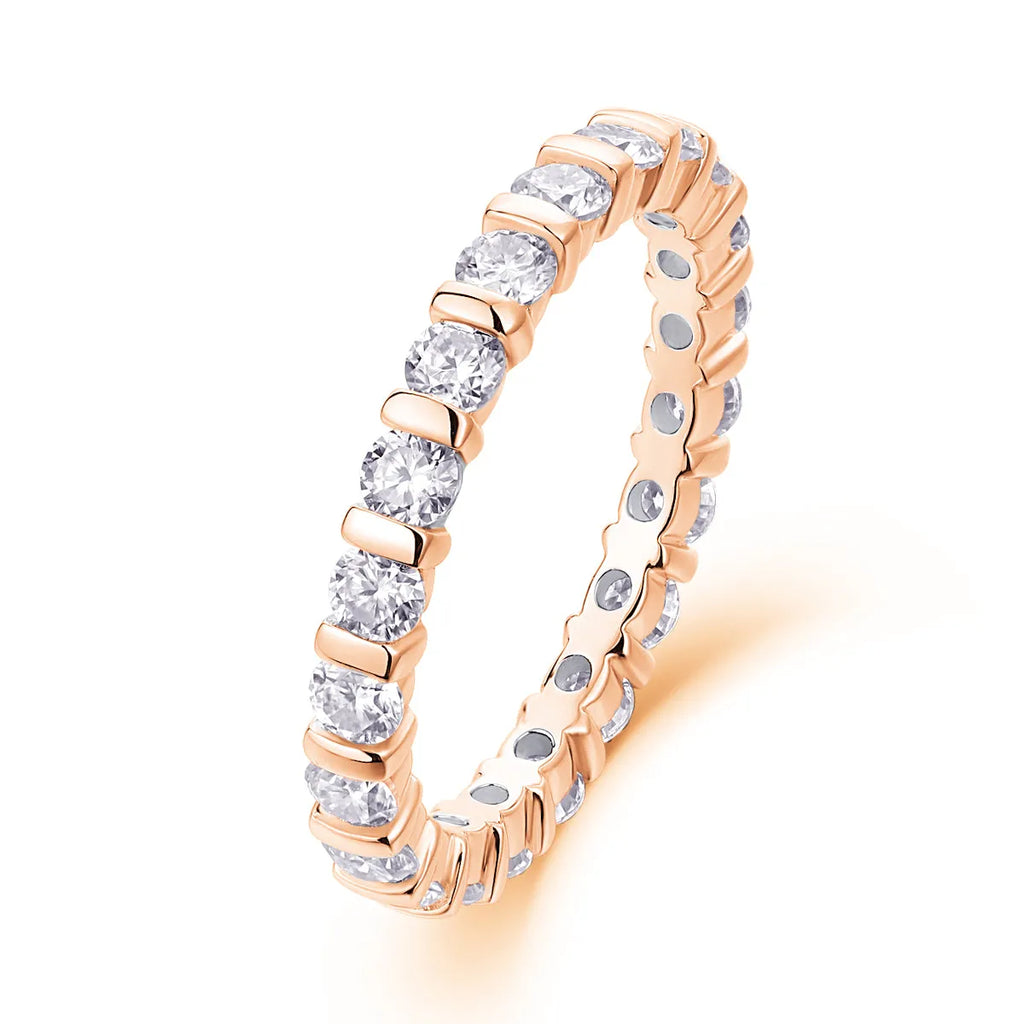 Starlight Love moissanite wedding ring set in platinum finish on white background with gift box and GRA certificate