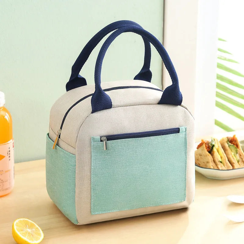Aluminium foil insulated lunch bag in oxford cloth, shown in blue colour