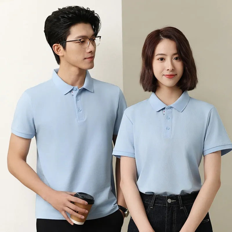 Solid colour ice silk catering polo shirt for hospitality staff, shown in multiple colour options.