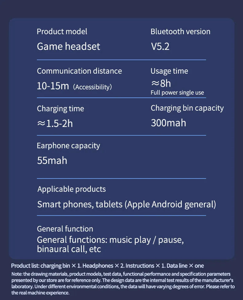 Black N35 wireless gaming Bluetooth headset with in-ear earplugs showing 10m range and noise reduction features