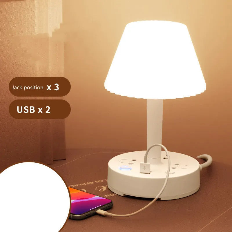 Creative conversion socket desk lamp with USB patch board white plastic shell
