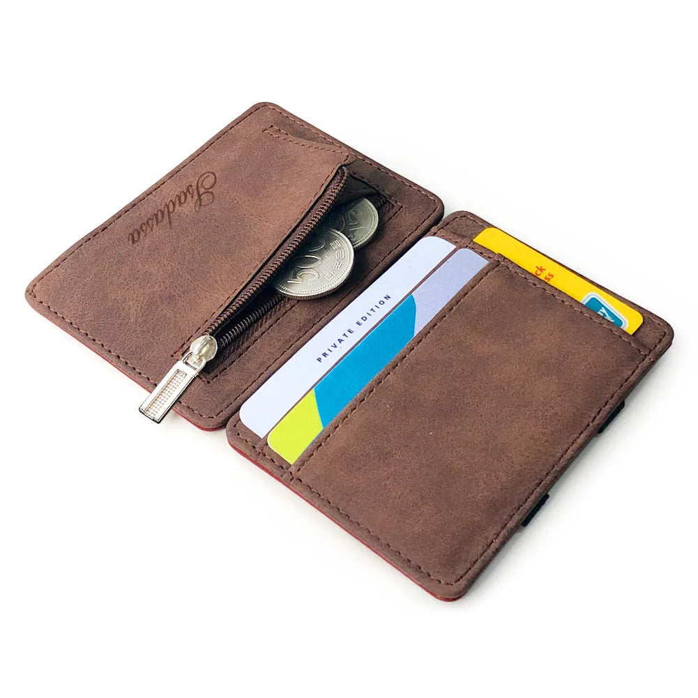 Korean-style matte leather magic wallet coin purse in horizontal square 10x7.5cm design