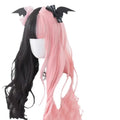 Harajuku Japanese Lolita long curly black and pink wig with bangs for cosplay.