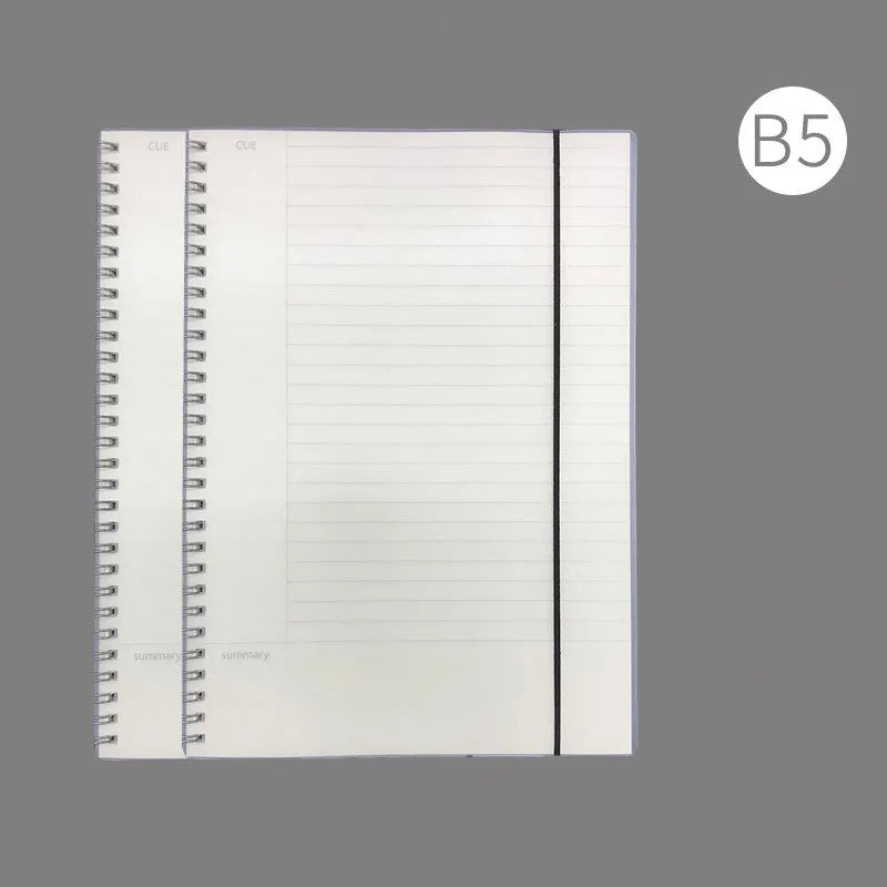 A4 hard cover notebook with PP material showing horizontal grid, horizontal line and lattice ruling options