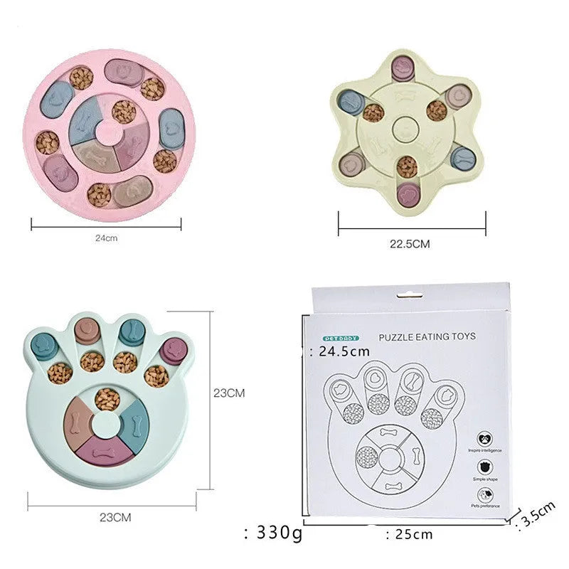 Dog interactive feeding toy in round shape with kibble, blue colour, PP material