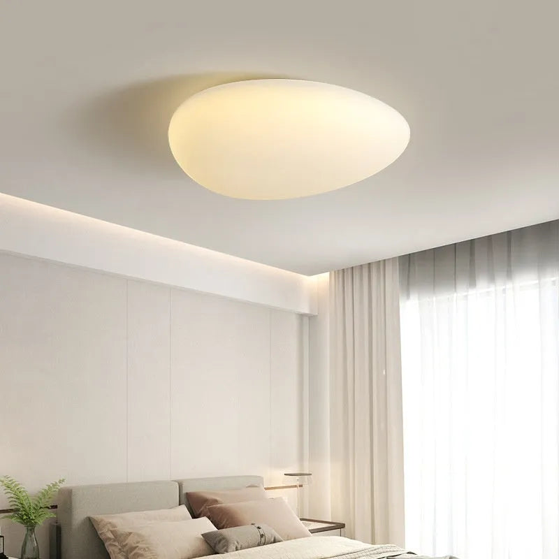 Modern minimalist LED ceiling light for master bedroom, 43cm diameter, White Endless light source on white ceiling