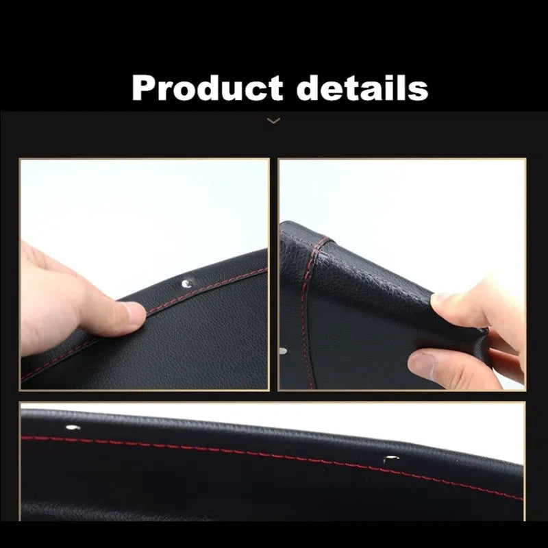 Faux leather car seat gap storage organiser in beige holding a phone and keys, size 35x10.5x4 cm