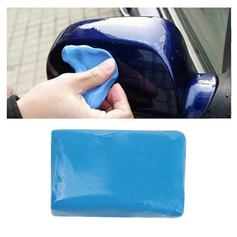 Dark blue Magic Clay car washing mud block with universal fit for paint decontamination
