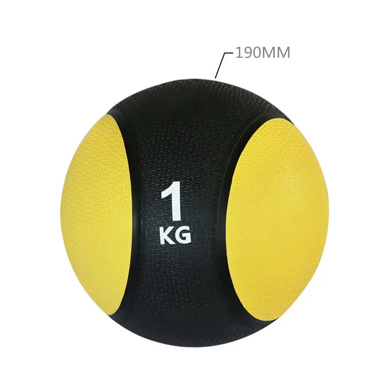1kg rubber exercise ball for gym training in 190mm and 230mm sizes