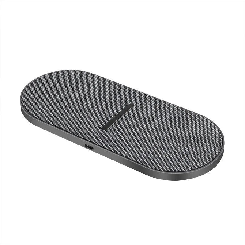 Black 2-in-1 wireless charger pair with dual charging stations for simultaneous device charging