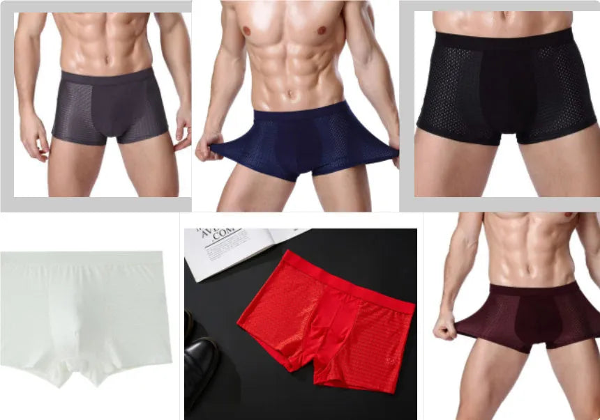 Men's modal underwear boxer briefs in U convex design with ice silk mesh fabric