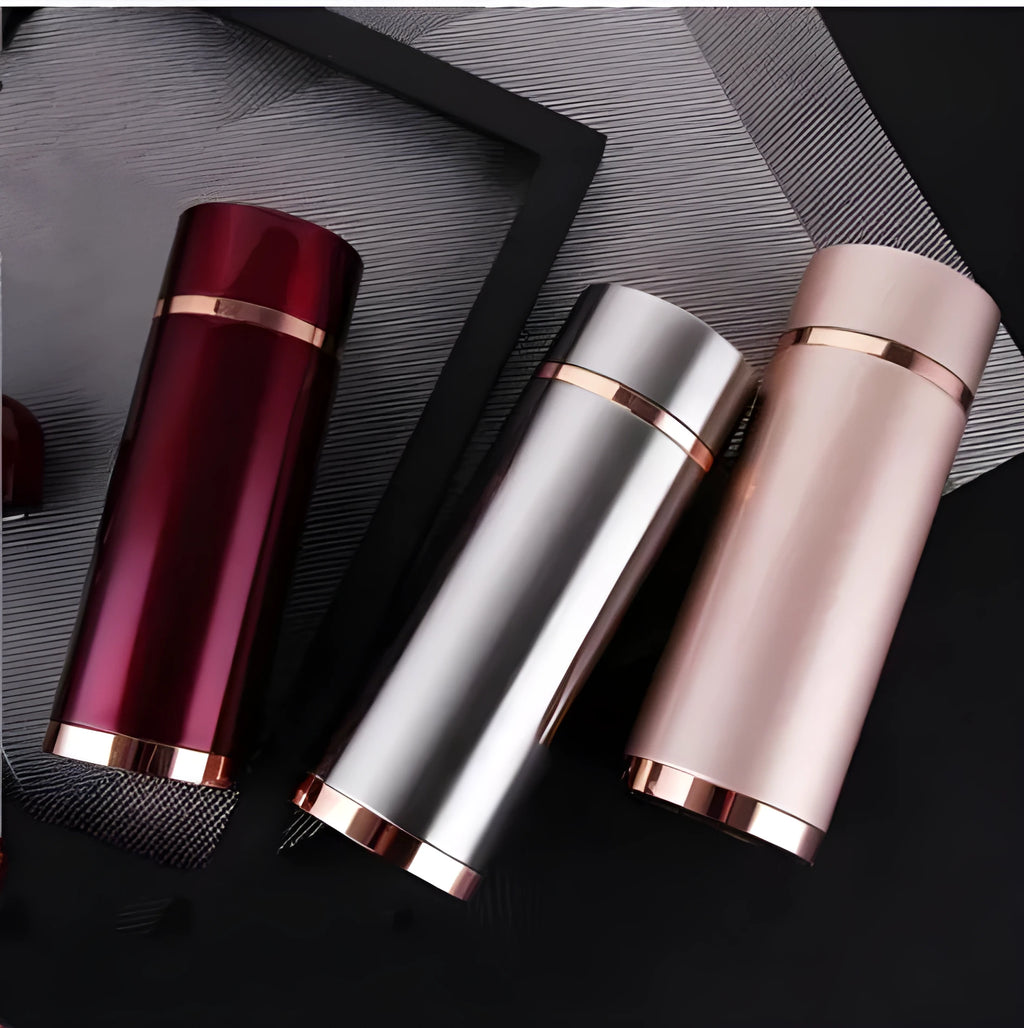 Gold 380ml stainless steel vacuum insulated thermo mug with straight cup design