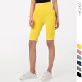 Women's five-point fitness pants in moisture-wicking nylon, available in multiple colours