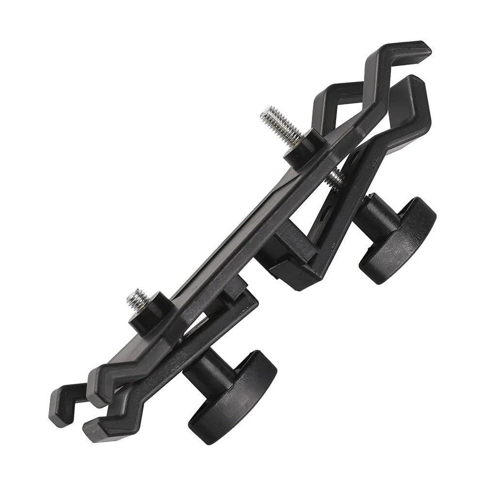 Black ABS plastic umbrella clip tripod mount for attaching phones and cameras