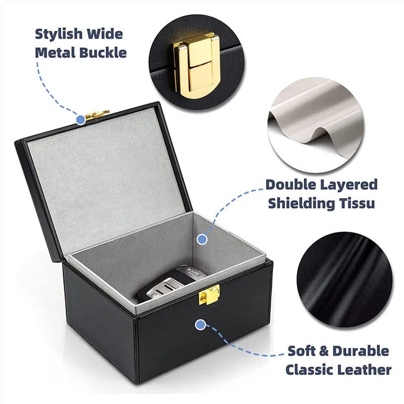 Carbon fibre anti-theft RFID shielding box and key case suit with nano shielding lining