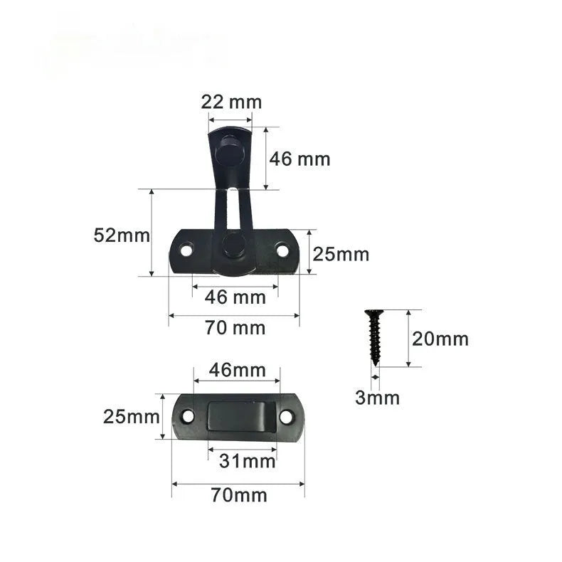 Stainless steel and carbon steel sliding door lock with flat shackle for barn doors
