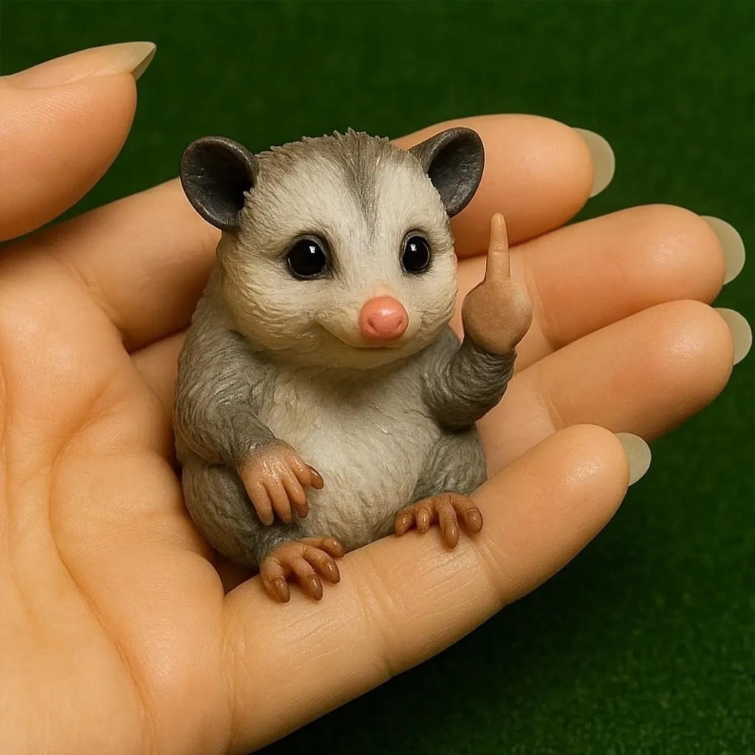 Resin animal middle finger doll ornament showing detailed animal character design with extended hand gesture