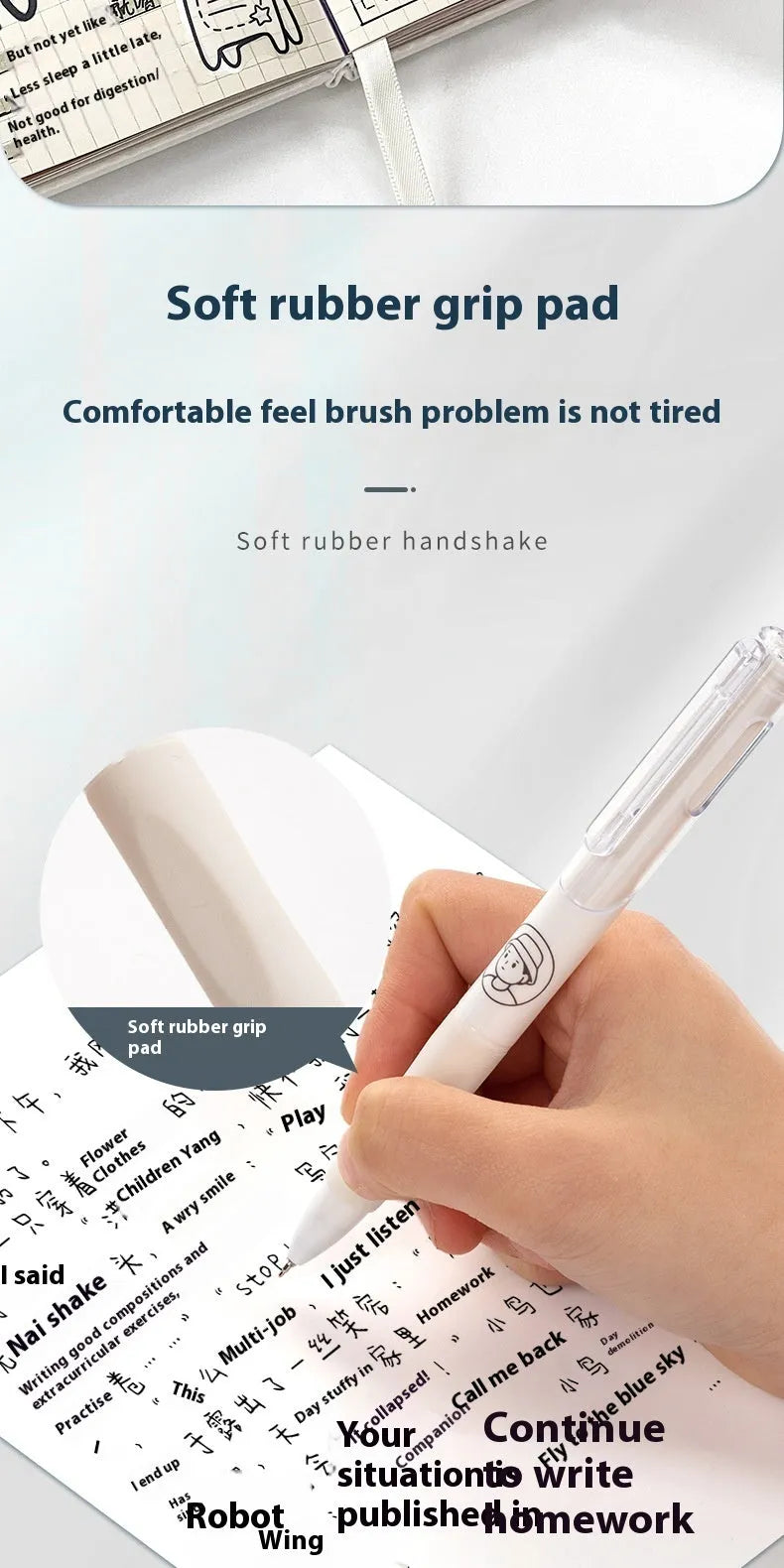 Five neutral black Taco Series student ballpoint pens with 0.5mm tips and quick-drying ink