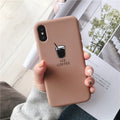 Soft matte silicone iPhone case with cute coffee and fries couple design pattern.