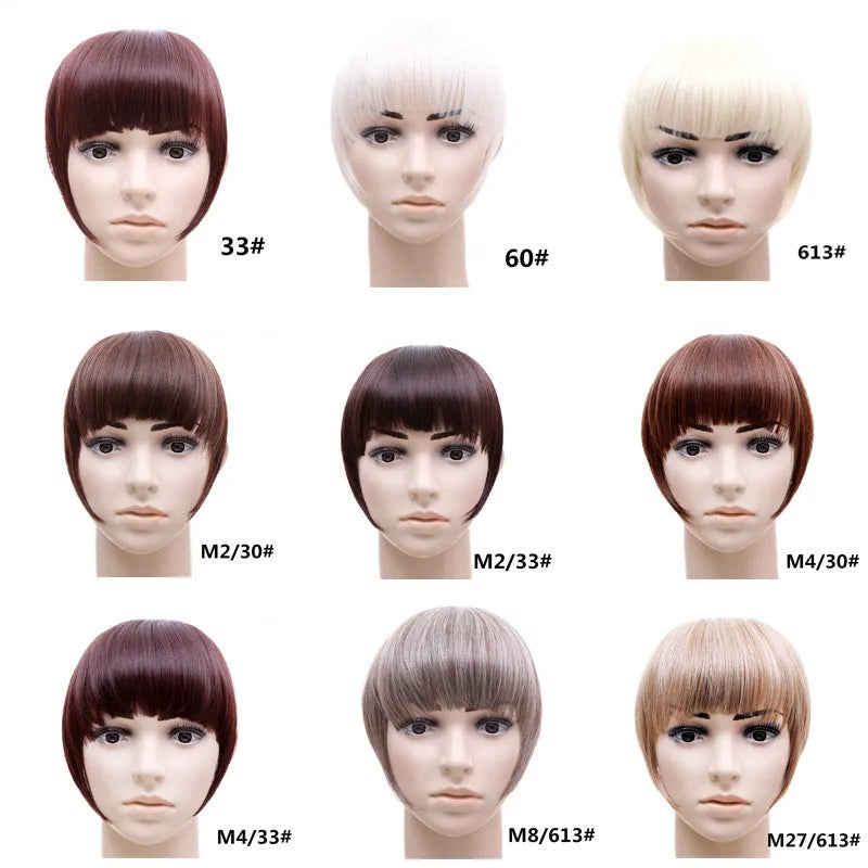 Synthetic blunt bangs hairpiece 22cm straight clip-in fringe in multiple colours