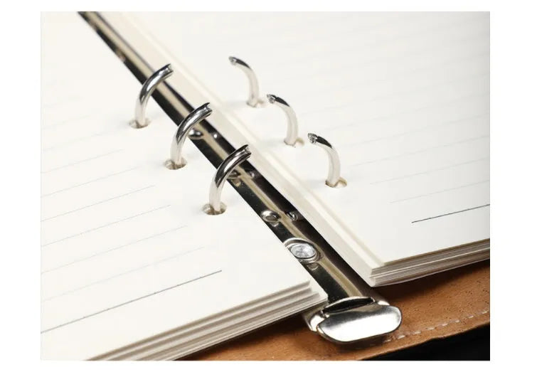 A5 PU leather buckle 6-hole clip notebook in black, 18x23.3cm, with 80 sheets of Daolin paper